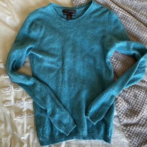 Tahari Teal Crew Neck Cashmere Womens Sweater